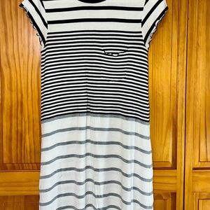 American Eagle Outfitters Black and White Striped Casual Dress